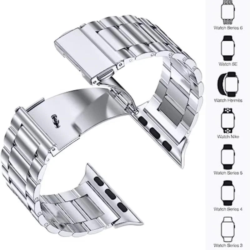 Metal Strap for Apple Watch band 44mm Ultra 49mm 45mm 38-42-40mm-41mm Stainless Steel link Bracelet iWatch series 8 7 6 5 4 3 se