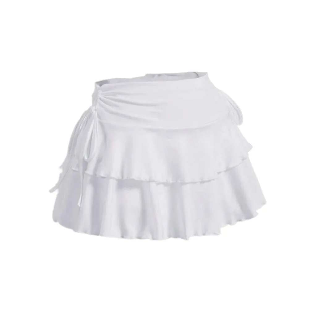 

Fashion Lace Up Girls Short Mini Skirt Slim Fit Teens High Waist A-line Skirt Ruffle Cake Dress Pleated Mini Skirts Lady