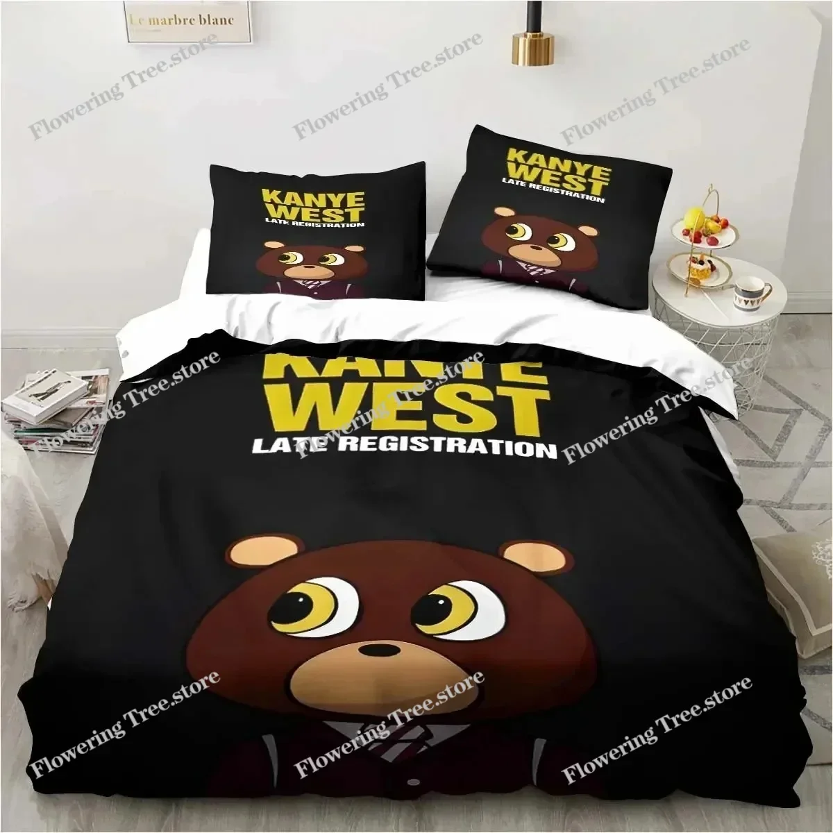 

Rapper Kanye West Bedding Set Duvet Cover Bed Set Quilt Cover Pillowcase Comforter King Queen Size Boys Adult Bedding Set