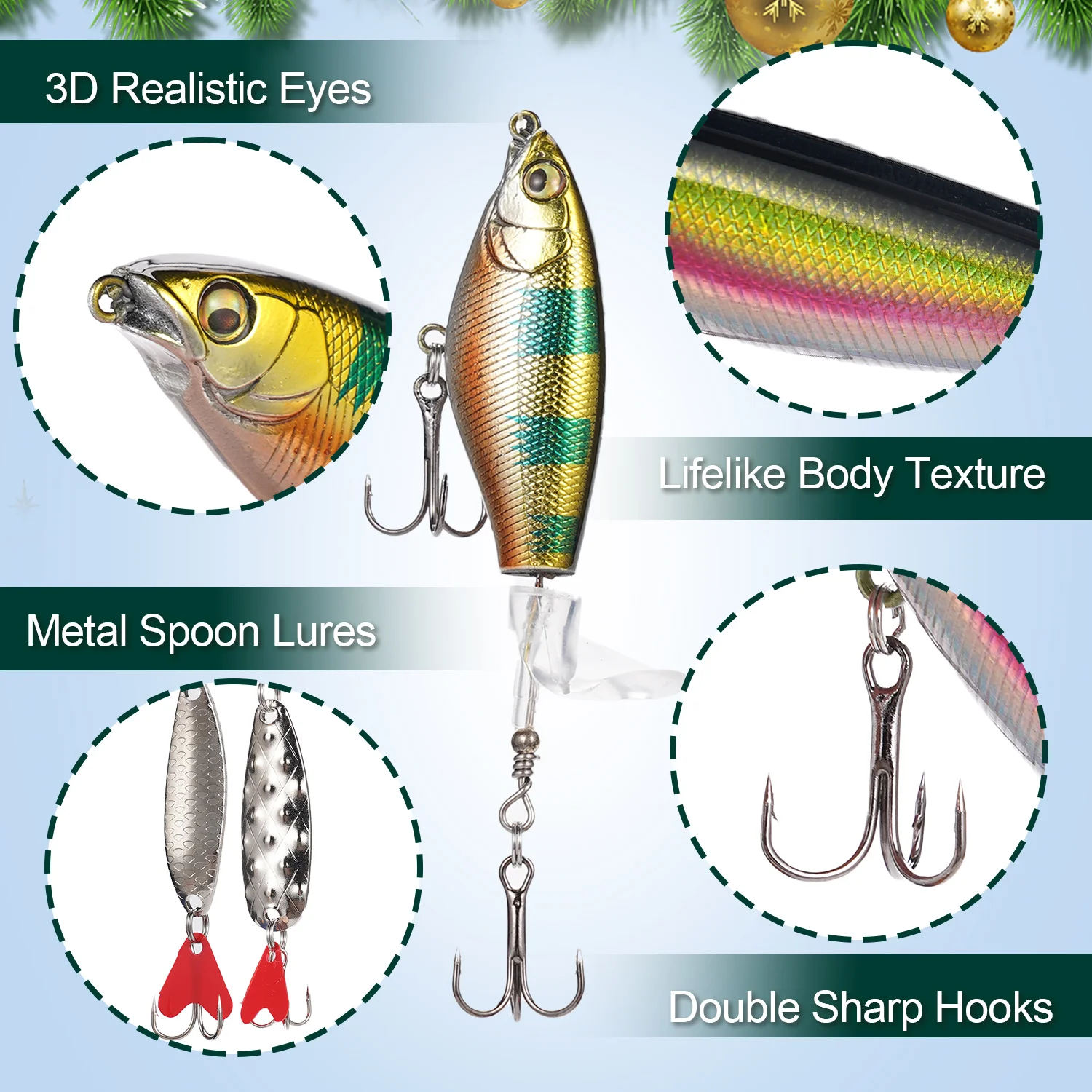 26PCS Fishing Bait Blind Box 24-Day Calendar Blind Box Christmas Festival Outdoor Party  Festival Gift Angler Fishing Magic Tool