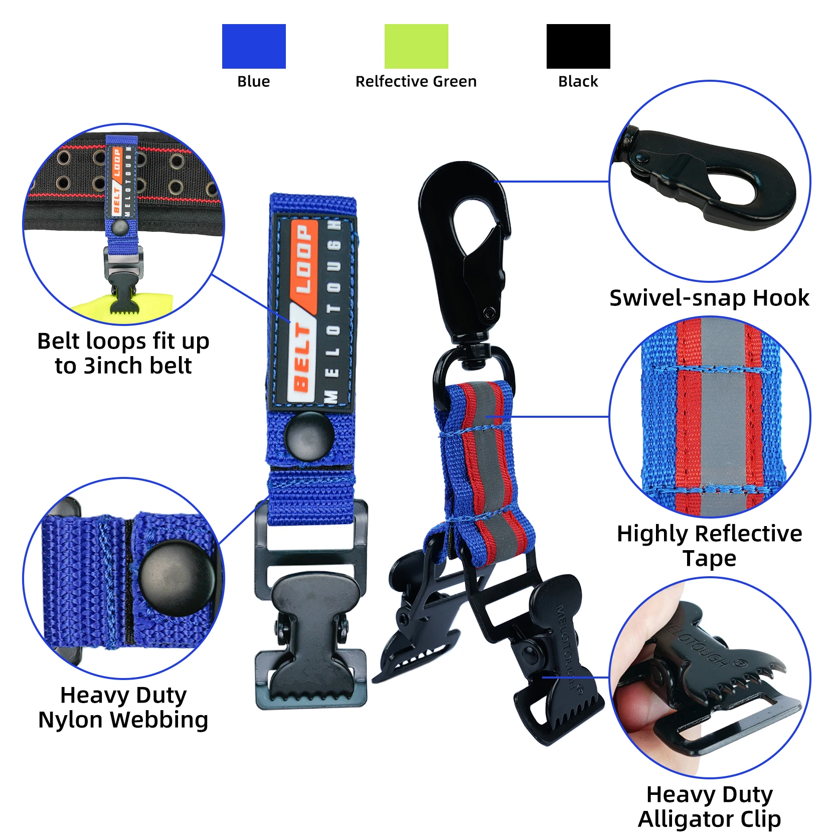 MELOTOUGH Firefighter Glove Strap | Work Glove Holder Clip with Glove Leash Swivel Snap Hook,Alligator Clip