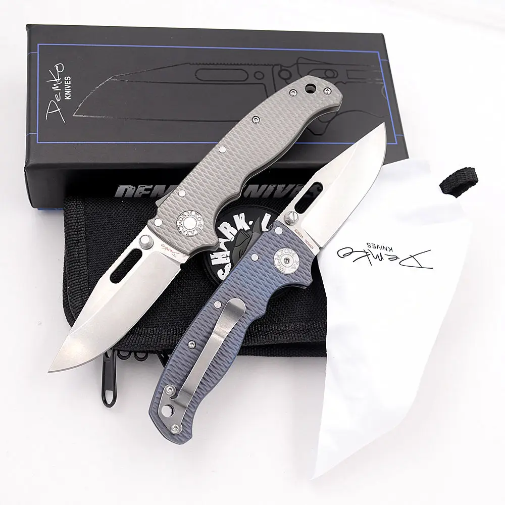 JUFULE Ad20.5 Shark Ceramic Bearing Titanium Handle D2 Mark AUS10A Blade Folding Tactical Camping Hunting EDC Tool Utility Knife