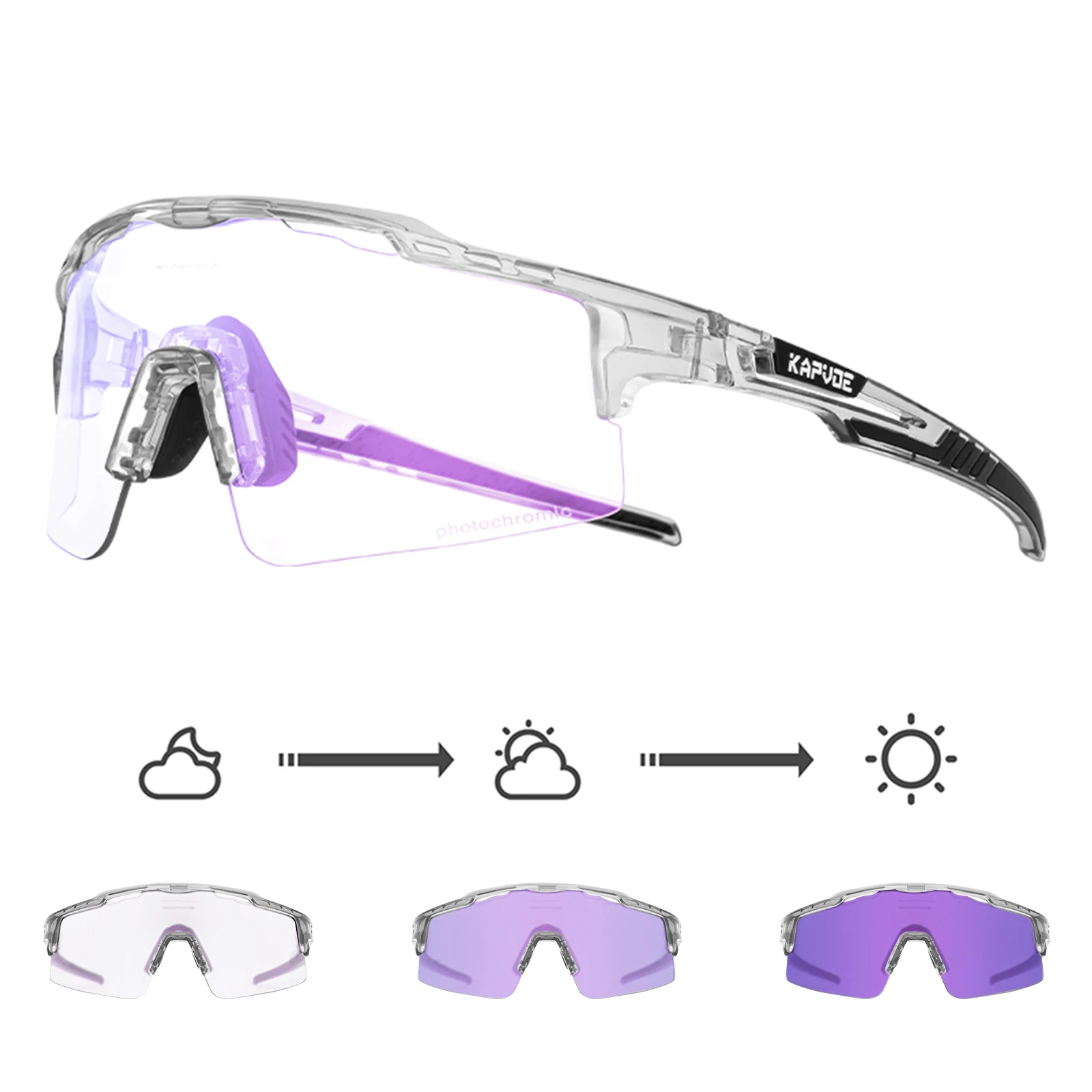 

KAPVOE Photochromic Sunglasses Cycling Glasses for Men Women Cycle Eyewear Goggle Sports Speed Road MTB Mountain Bike Bicycle