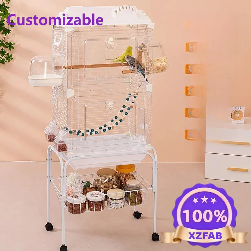 Factory Direct 2026 Storage Bird Cage Tiger Parrot Landscape Bird Cage Xuanfeng Peony Wenniao Embroidered Eye Large Villa