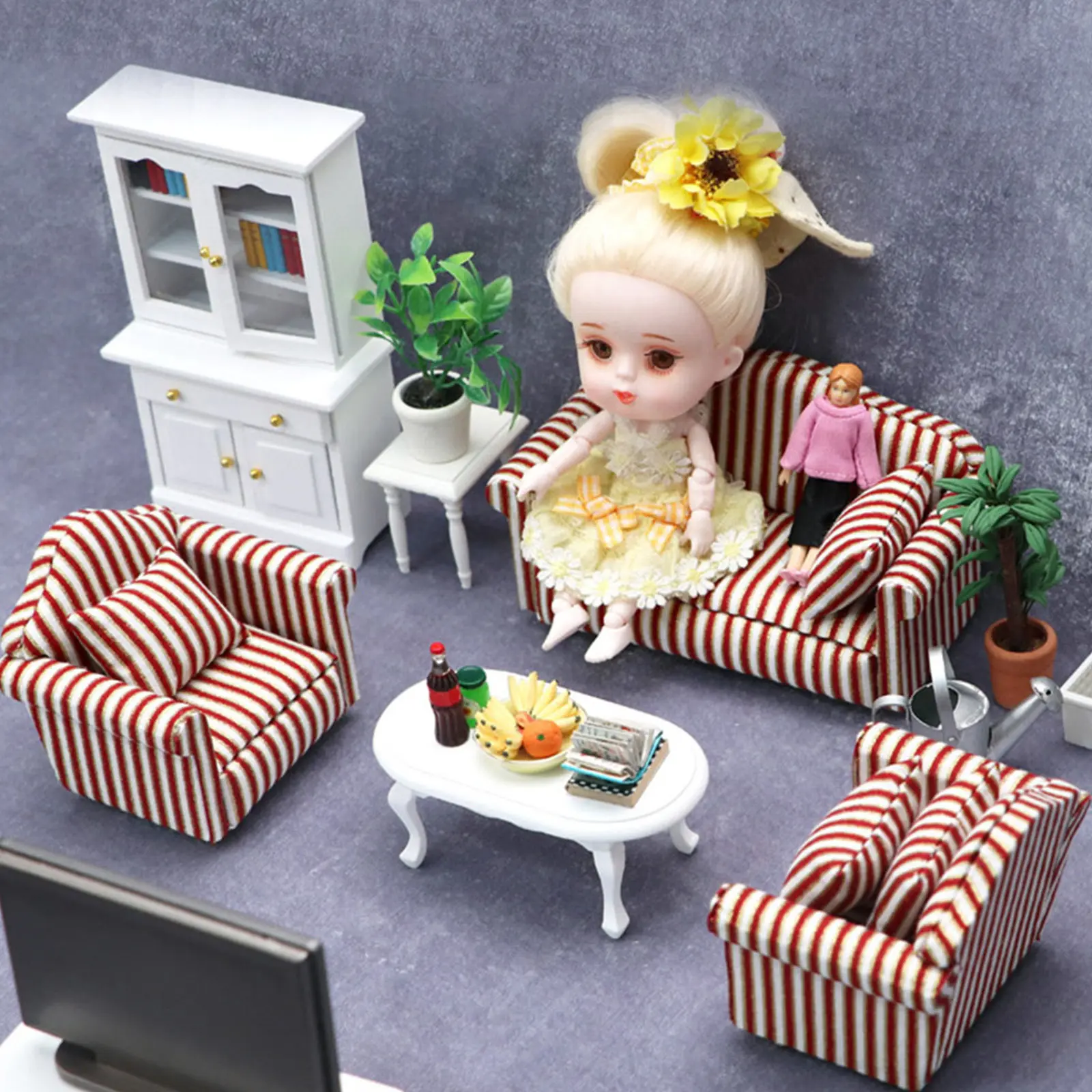 

1Set Mini Sofa Single Seat Miniature Furniture Ornament for DIY Mini House Living Room Decor Micro Landscape Adornment