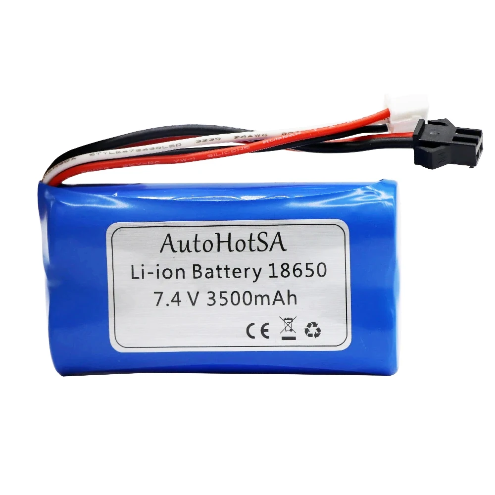 7.4V 3500mAh 18650 Lipo Battery for WPL MN99S D90 U12A S033g Q1 H101 Rc Boats Cars Tanks Drones Parts 2S 7.4V Battery SM Plug