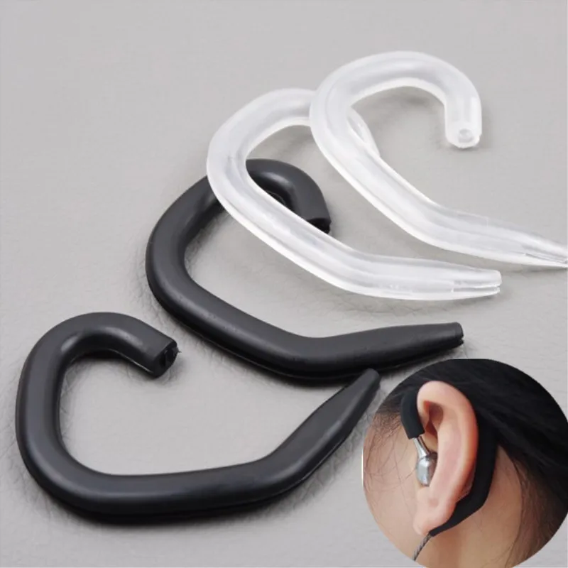 1 Set Replacement Ear Hooks for Wired Headset Earhook Clips Hook Loop + Silicone Earplug + Earphone Clamp Cable Clip