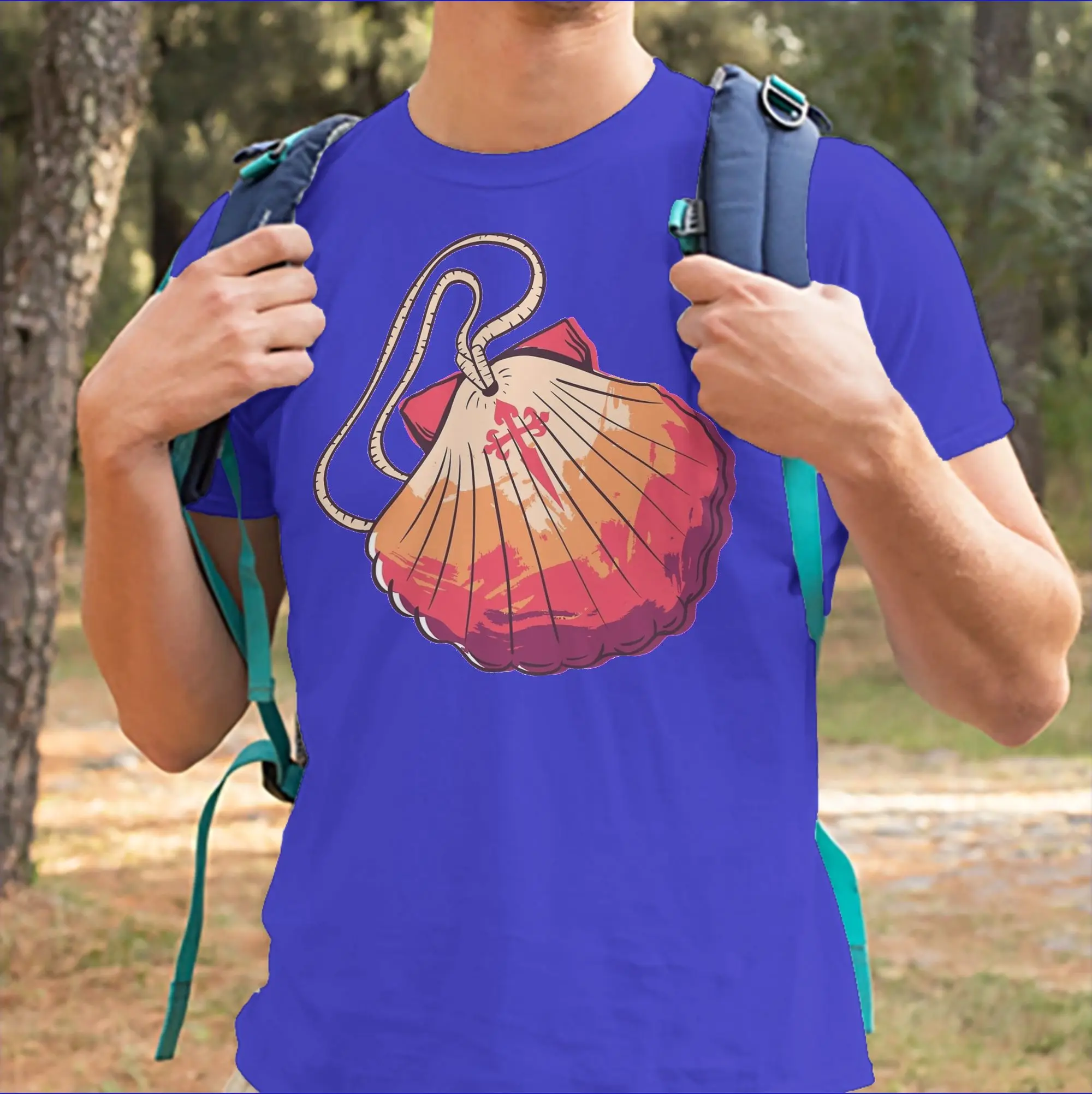 CAMINO DE SANTIAGO SCALLOP  Men Women's T Shirts  Hipster Tees Short Sleeve Round Collar T-Shirt Cotton Printed Tops