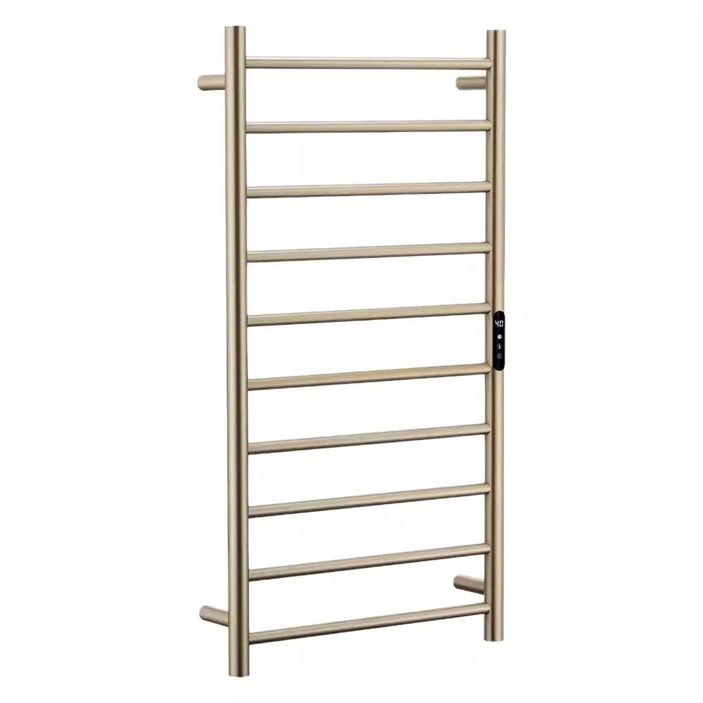 Modern 50x96.5cm 10 Rails Heated Towel Rack 304 Stainless Steel Brushed Gold Wall Mounted Intelligent Electric Towel Rack