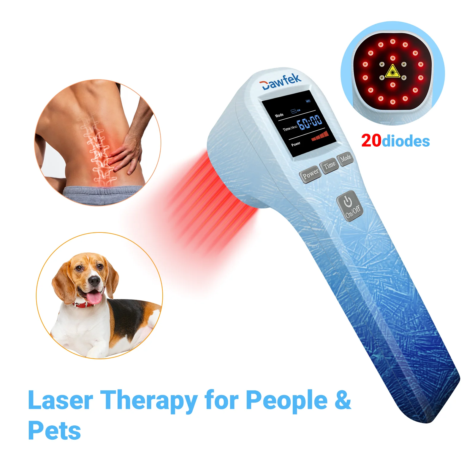 Dawfek 808nm 650nm Laser Portable Body Massage Machines LLLT Cold Laser Therapy Device Health Treatment 3000mAh