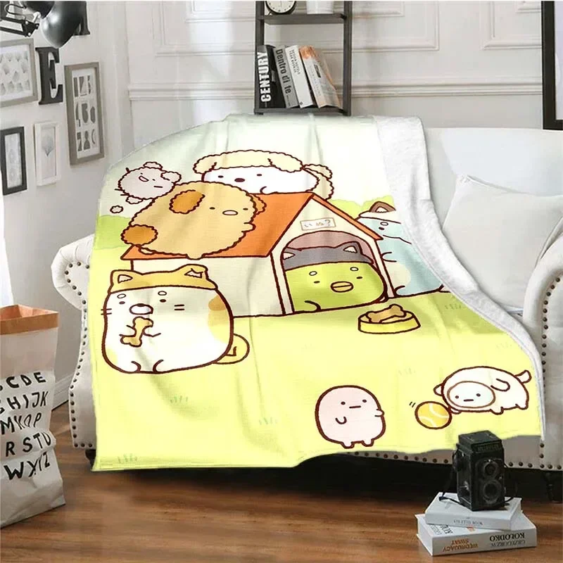 2026 Cute Sumikko Gurashi Cartoon Flannel Throw Blanket Ultra Soft Thin Blanket Living Room Bedroom Sofa Covers Office Warm Blan