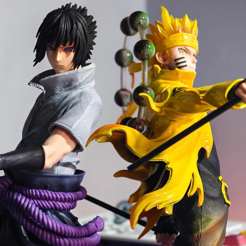 Figura de acción de Anime Naruto Shippuden, Naruto Uzumaki Uchiha Sasuke, 38cm, juguete de PVC, colección de estatuas, modelo, regalos de cumpleaños