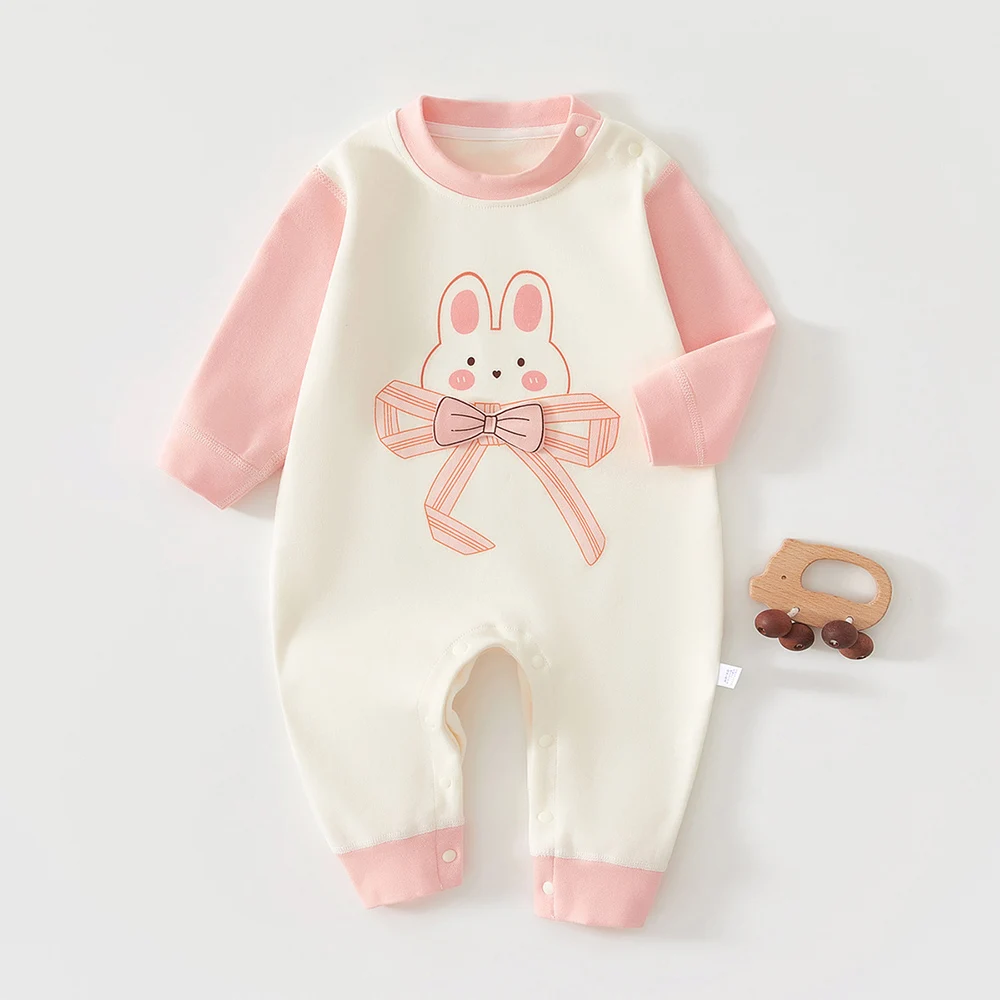 Baby Girl Boutique Clothes Cotton Cute Animal Print Patchwork Fall Baby Rompers Long Sleeve My First Christmas Infant Jumpsuit