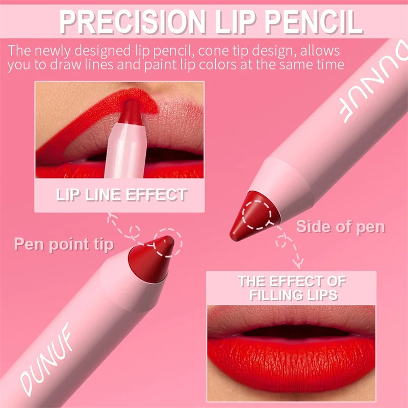 18 Colors Lipstick Pencil Matte Velvet Waterproof Long-lasting Non-stick Cup Lip Stick Sexy Rose Red Nude Brown Lip Liner Makeup