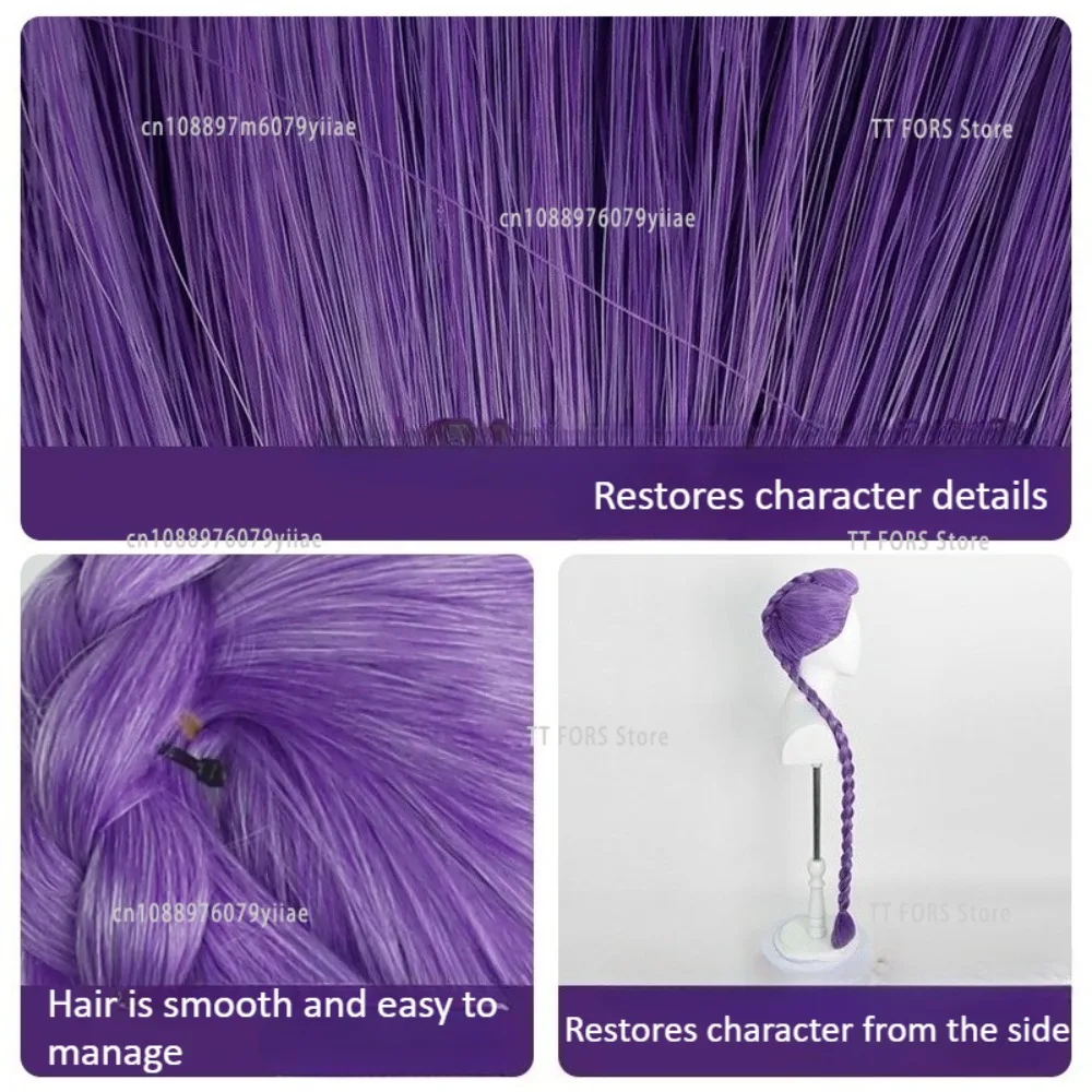 KPOP شيطان هنتر رومي الأرجواني شعر مستعار تأثيري شعر مستعار تأثيري الكبار الأطفال مقاومة للحرارة شعر مستعار اصطناعي هالوين عيد الميلاد حفلة هدية