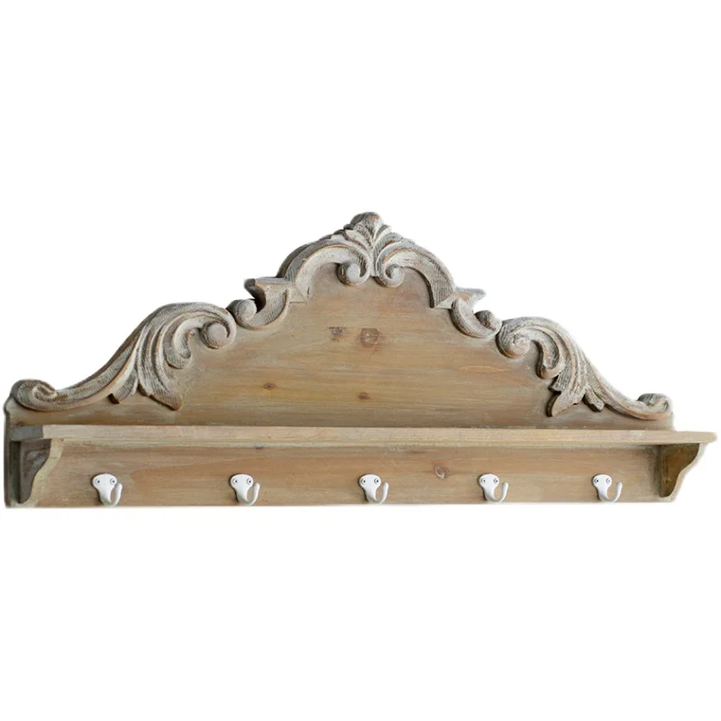 GG006 European and American style rural wood color retro vintage made old porch, hallway, wooden shelf, partition