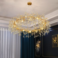 European Crystal Chandelier Creative Postmodern Restaurant Villa Branch Lighting Luxurious Living Room LED Lighting Decoration