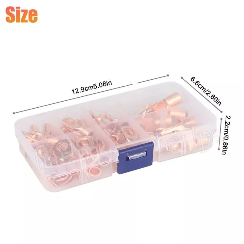 70Pcs Copper Tube Crimp Terminals Battery Welding Cable Lug Ring Connectors Kit Peephole Terminal SC6-SC25  8 Specifications