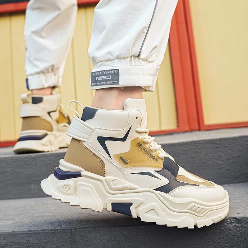 أحذية رياضية رجالية عصرية ذات نعل سميك أحذية لزيادة الارتفاع أحذية رياضية غير رسمية أحذية رجالية متعددة الاستخدامات أحذية تزلج