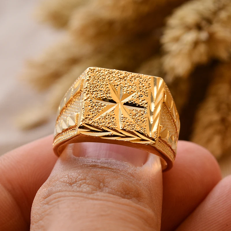 Dubai Gold Color Ring for Man Women  Arab Ring Copper Jewelry Middle Eastern Israel/Iraq/Oman Ring Gift