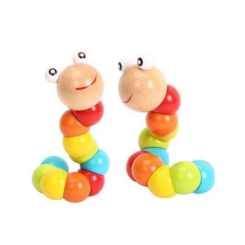 Worm Twist Puppet Gift Cognition Fun Educational Changeable Shape Wood Playmate Kids Colorful Caterpillar Baby Toy Newborn