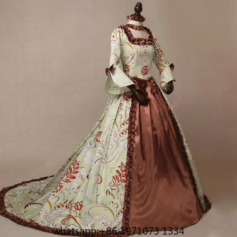 S-4XL Renaissance Victorian Royal Queen Women Costume Elizabeth Ruff Collar Halloween Outfit Medieval Gown Floor Dress For Adult