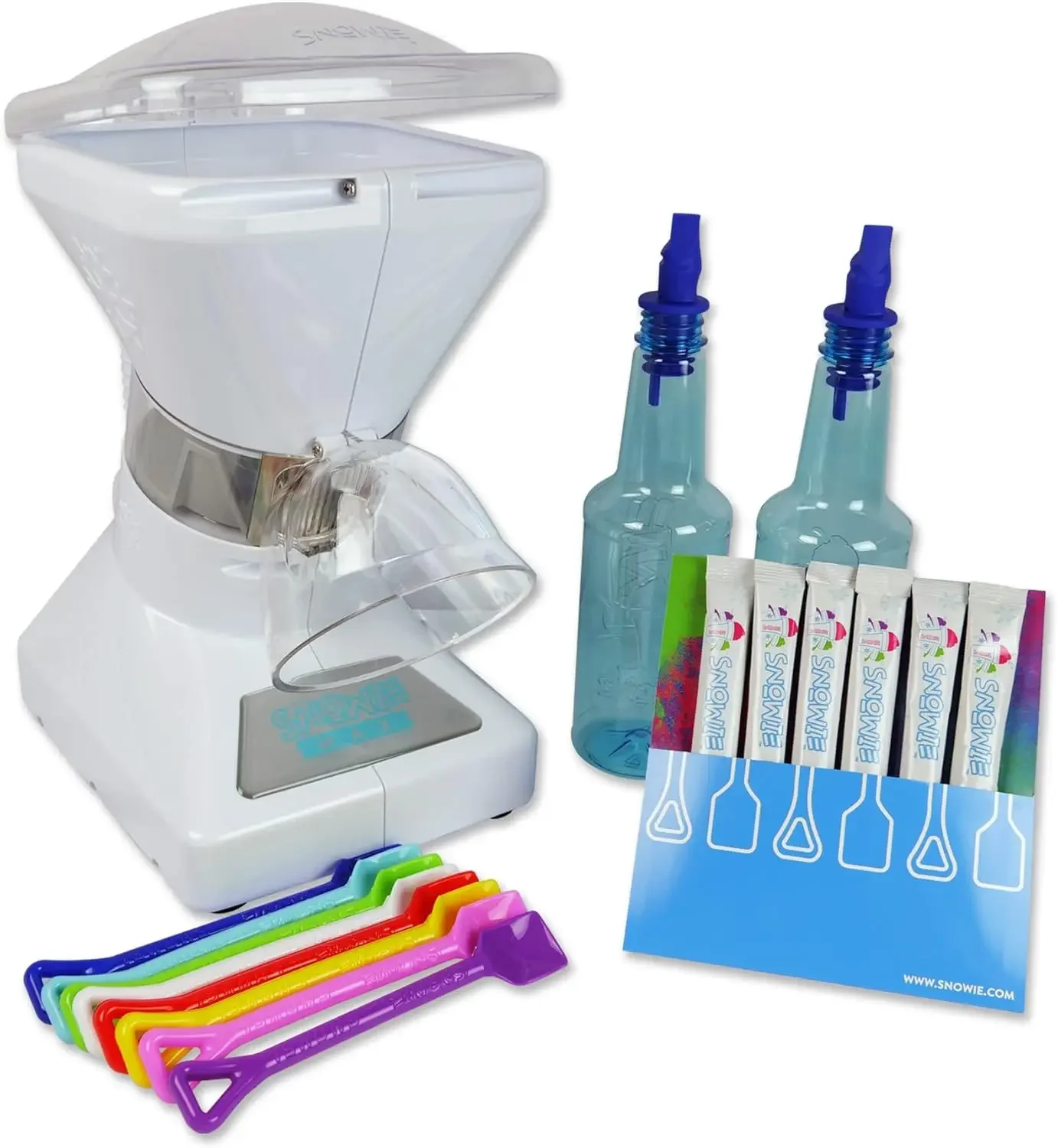 - Little Snowie Max Snow Cone Machine - Premium Shaved Ice Maker, With Powder Sticks Syrup Mix, 6-Stick Kit, White