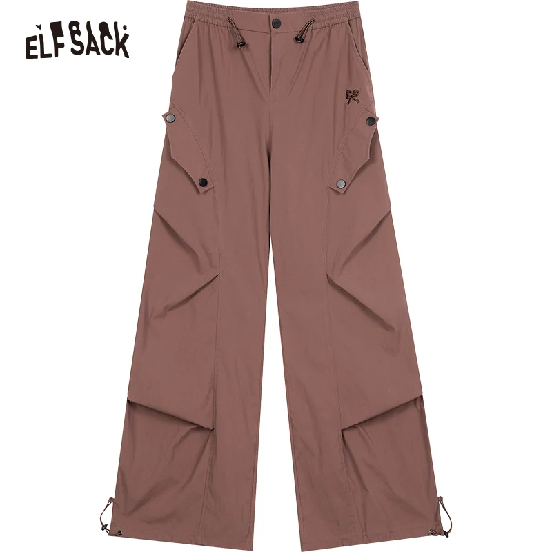 ELFSACK 2024 Autumn New Arrive American sports and casual wide leg work pants for women, straight leg slimming pants