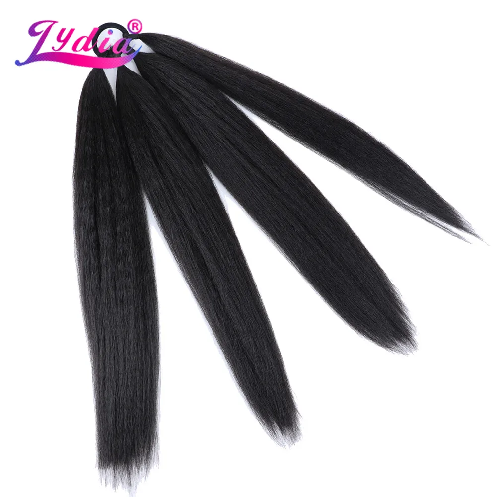 Lydia Synthetic Kinky Straight Extensions Wrap Around Ponytail With Rubber Band Hair Ring DIY 20/30IN Black Brown Boxing Braids