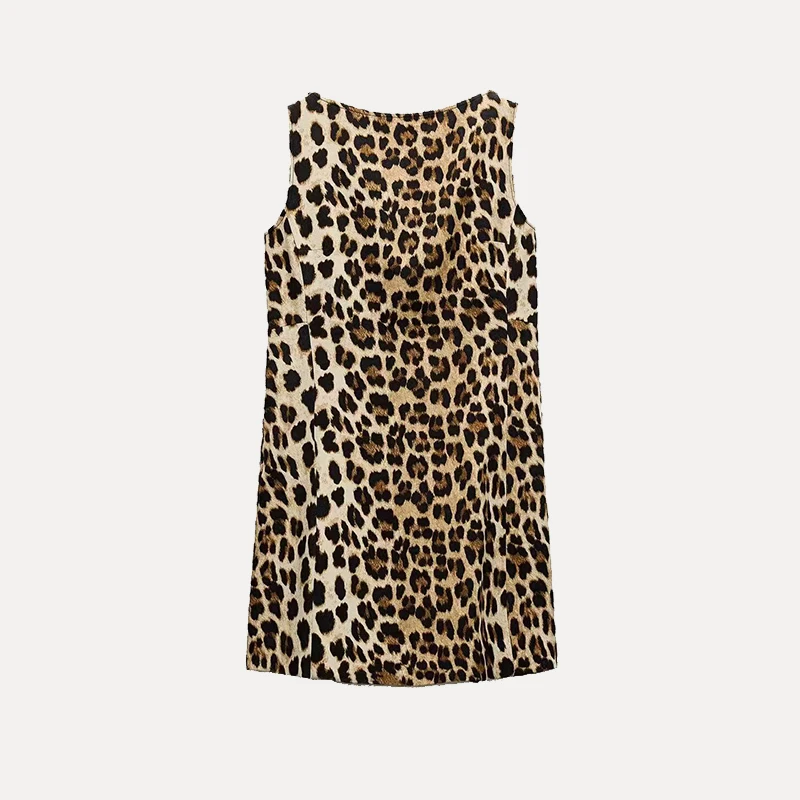 Faionable Leopard Print  Dr Women's Sle ort Length Print Dr Sexy Sle Suitable for All Seasons Polyester Fiber