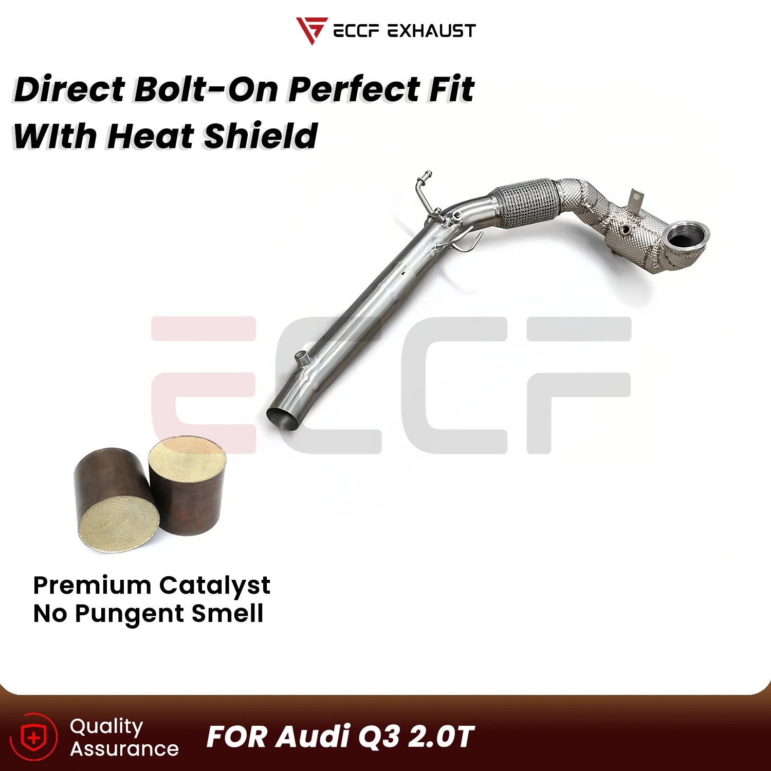 

ECCF Sporty Downpipe with Heat Insulation For Audi Q3 2.0T Aggressive Exhaust Sound Plug and Play Upgrade Performance
