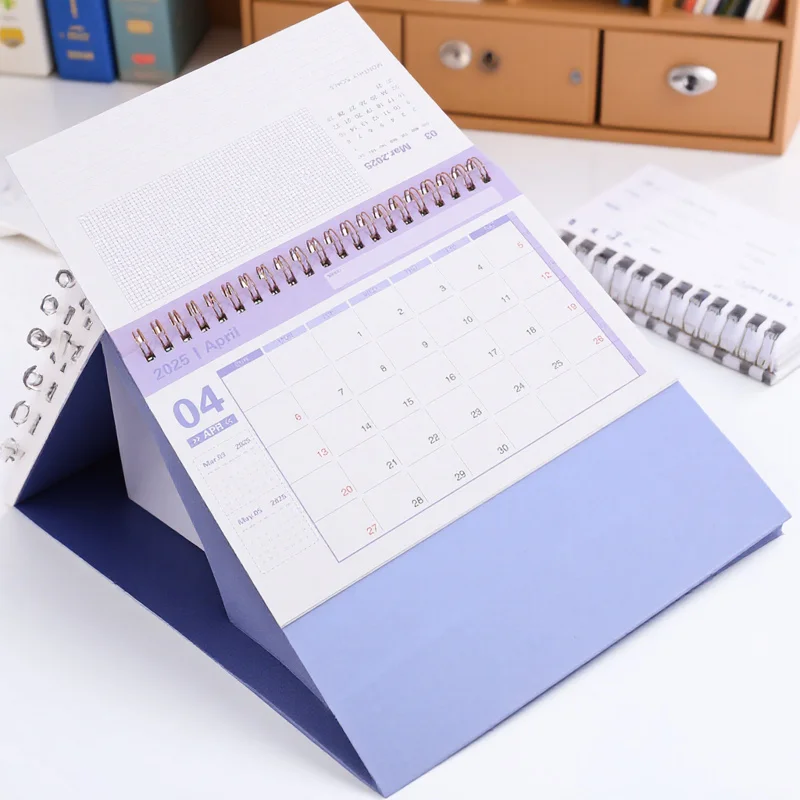 

Pink English Desktop Calendar 7.5x6.5 Inch Thick Paper Minimalist Office Desk Calendar Standing Decoration 2024-2025 Schedule