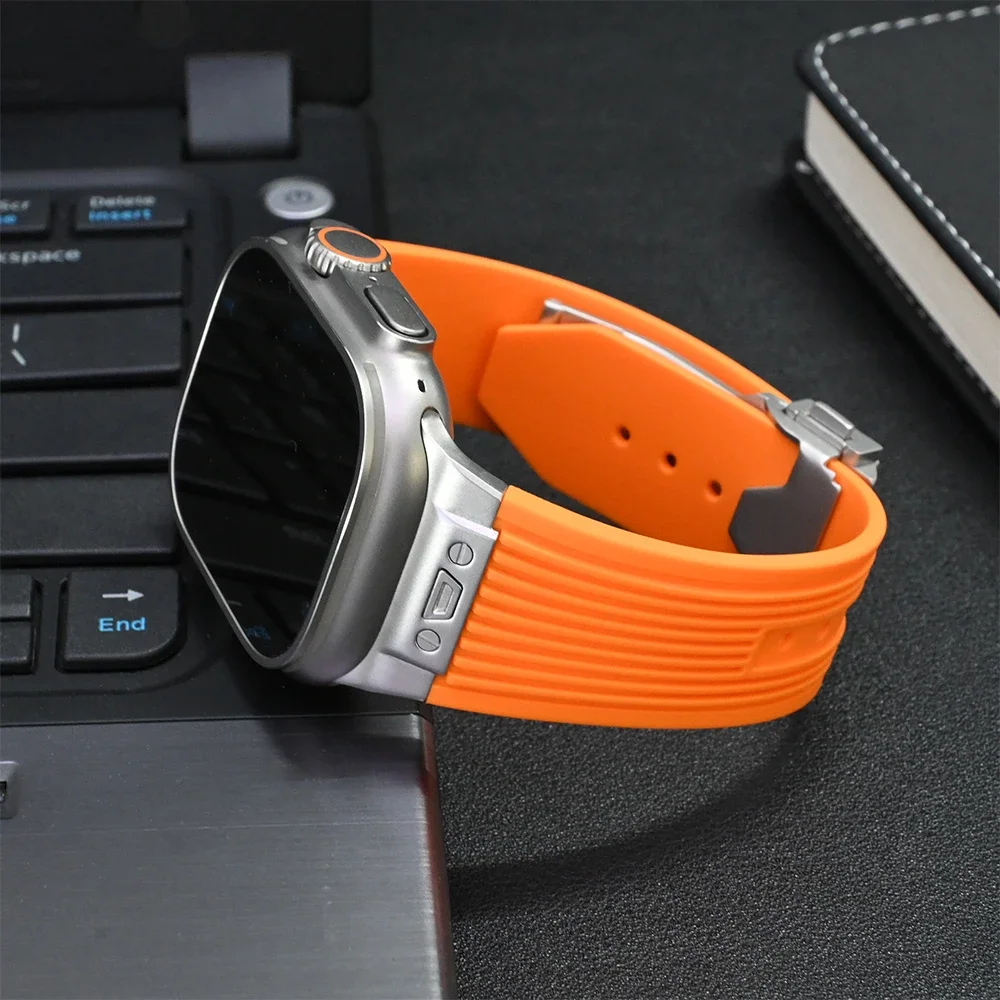 Correa de goma deportiva para Apple Watch Ultra 2, pulsera de silicona suave para iWatch Series 9, 8, 7, 6, 5, 4, se, 49mm, 45mm, 44mm, 42mm