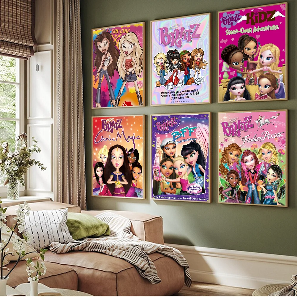 B-Bratz D-Doll Classic Vintage Anime Posters Sticky Waterproof Paper Sticker Coffee House Bar Kawaii Room Decor