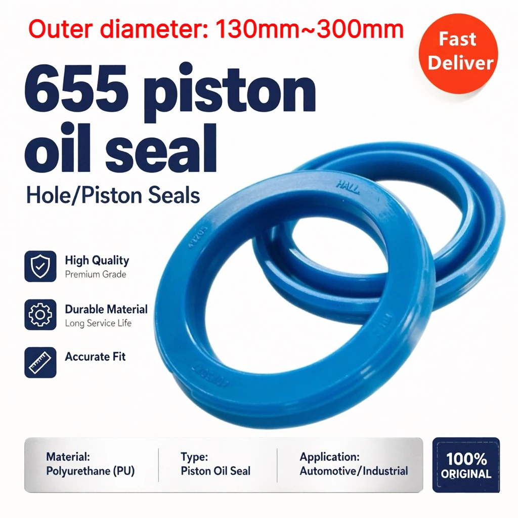 655 Piston PU Oil Seal Outer Diameter: 130mm~300mm Double Lip Single Action Hole/piston Seals Machinery Hydraulic Cylinder