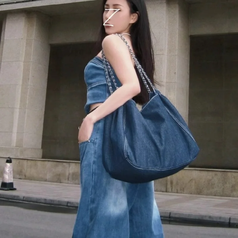 

Extra-large Capacity Woven Denim Canvas Tote Bag Versatile Large-capacity Crossbody Shoulder Bag