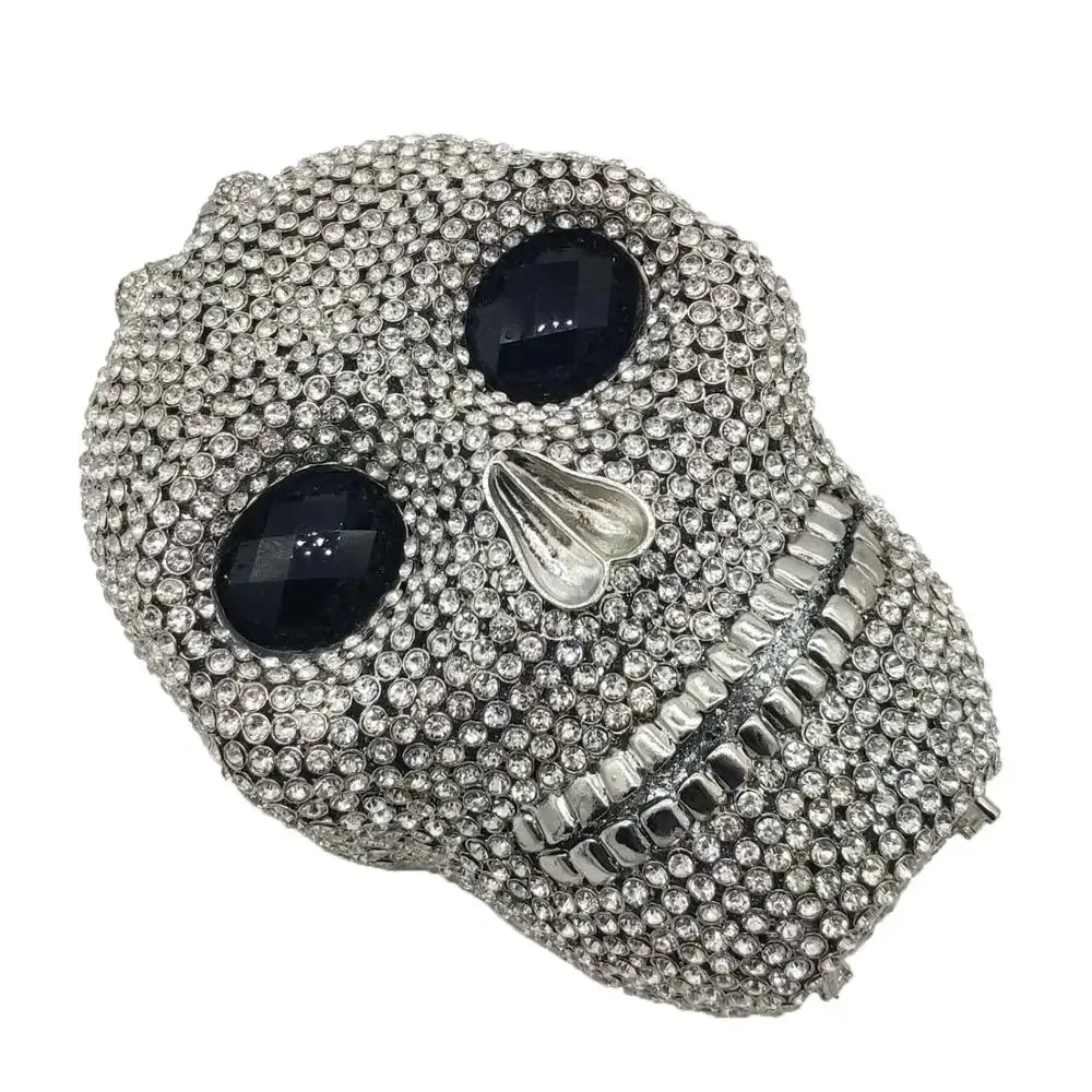 Boutique De FGG (disponibile) Halloween Skull Head Women Crystal Evening Clutch Bags Party Cocktail strass borse e borsette