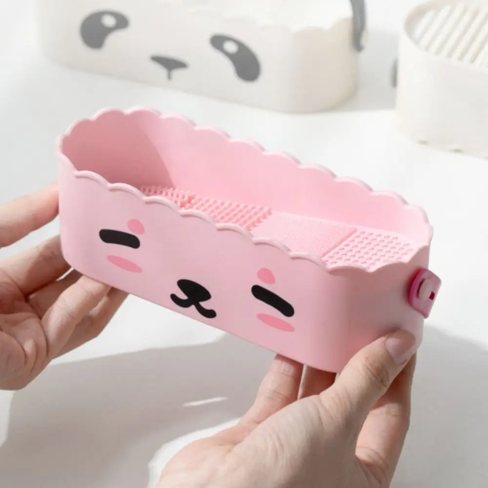 Easy Use Rubber Makeup Brush Cleaner Sponge Storage Box Cosmetic Brush Drying Tool Portable Panda Makeup Brushes Rack Women