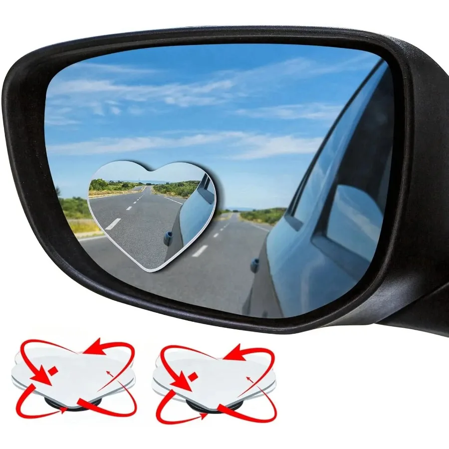 Car Blind Spot Rearview Mirror, Enhanced Safety, Universal Adhesive Side Mirror, Cute Heart-Shaped Design, Car SUV Universal
