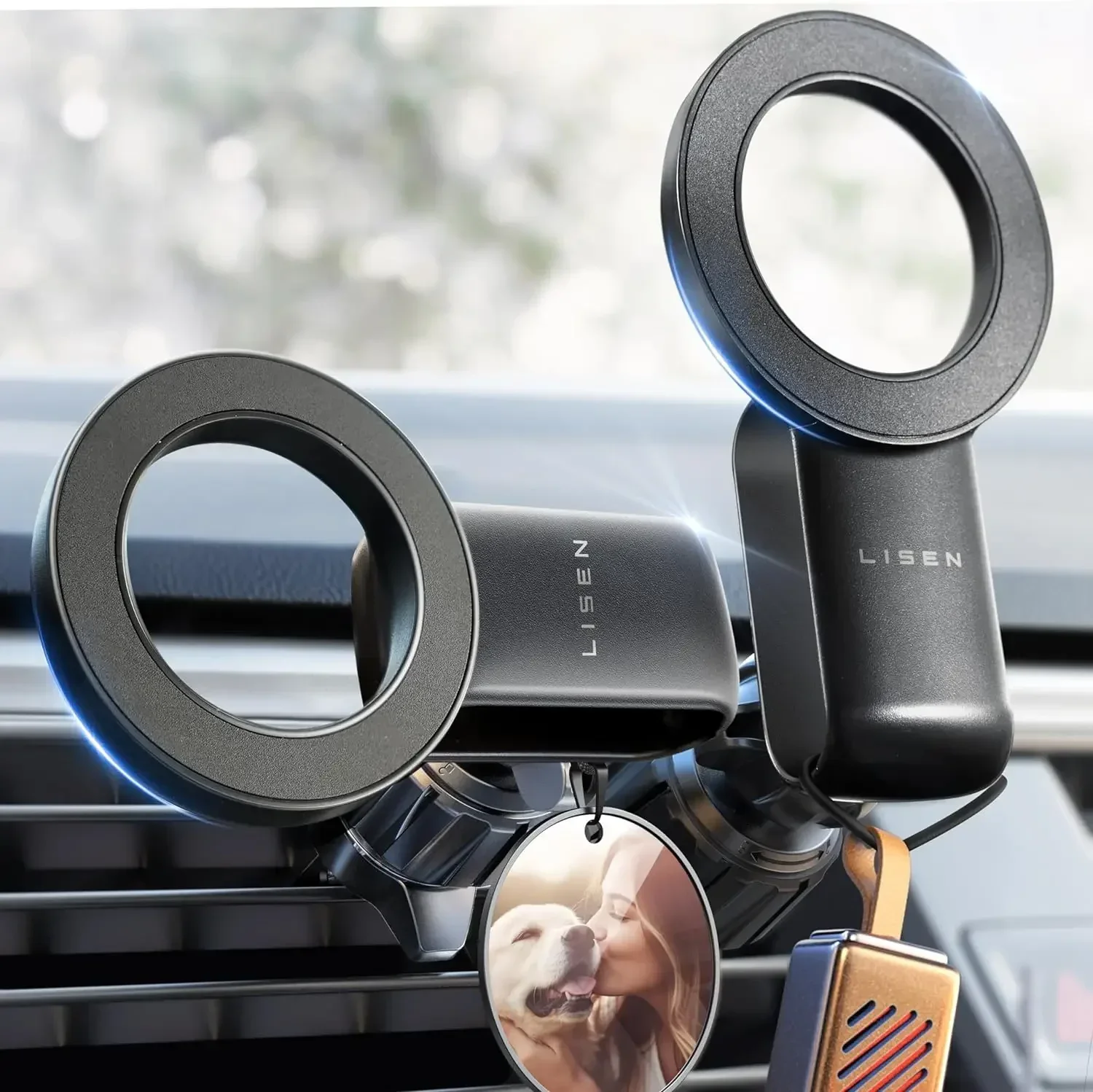 LISEN подходит для автомобильного крепления MagSafe — [30 супермагнитов] Магнитное автомобильное крепление для телефона, автомобильный держатель для телефона для всех телефонов