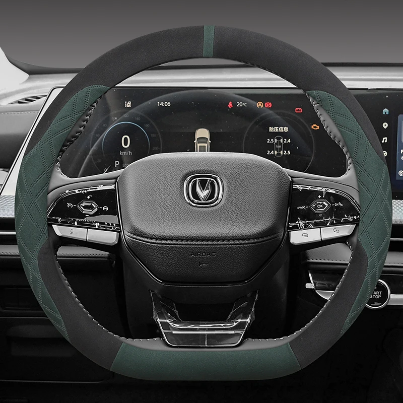 For Changan CS75 Plus Eado Raeton PLUS Hunter Nappa Leather Steering Wheel Cover Non-slip Four Season Universal Car Accessories
