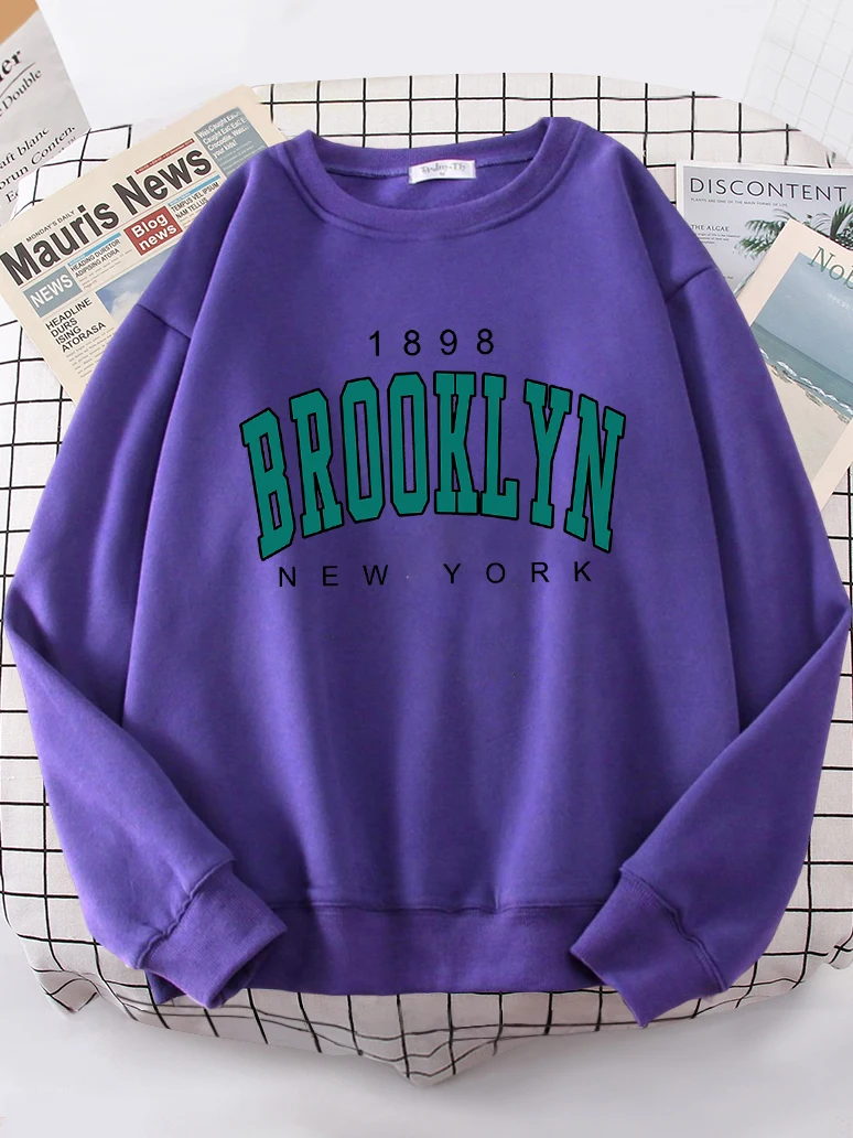 1898 Brooklyn New York Womens Hoodie Personality Crewneck Hoody simple Oversize Sweatshirt Fashion Casual Female Sportswear