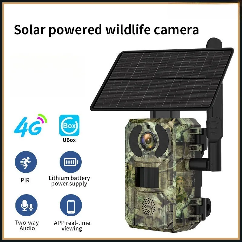 1080P HD Solar Powered 4G Security Camera Outdoor Wireless Remote Monitoring Surveillance Cam Two Way Audio Intercom Night