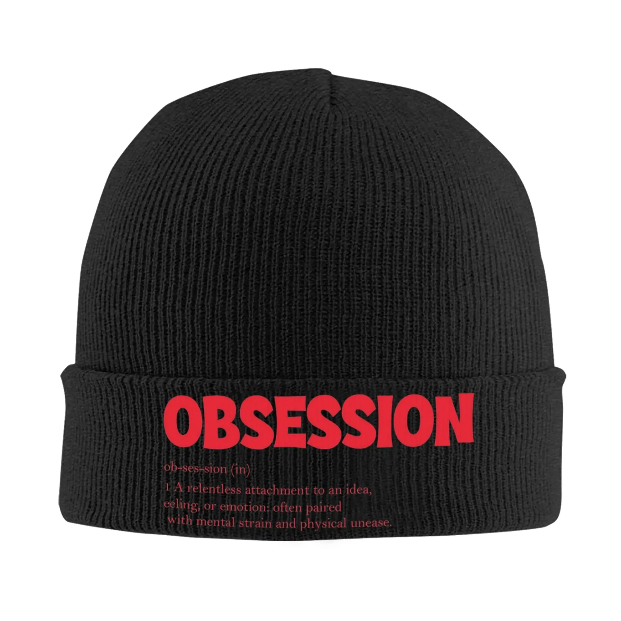 Obsession Definition Knitted Hat Women's Men's Skullies Beanies Autumn Winter Hats Acrylic  Casual Caps