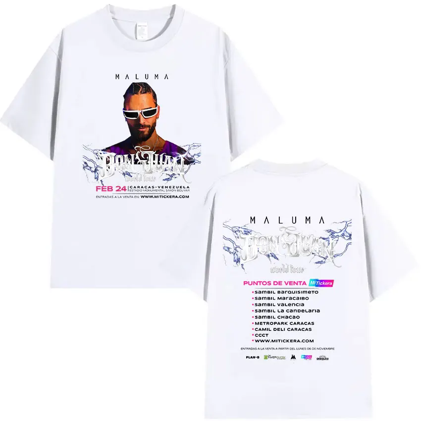 Rapper Maluma Don Juan World Tour 2024 T Shirts Men's Hip Hop Oversized Cotton T-shirt Retro Fashion Fans Gift Tshirt Streetwear