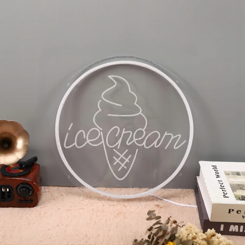 Imagem -04 - Icecream-sinal de Néon Personalizado para Cafe Shop Decoração Luzes Led na Parede Decoração do Quarto Personalizado Quadro de Apoio