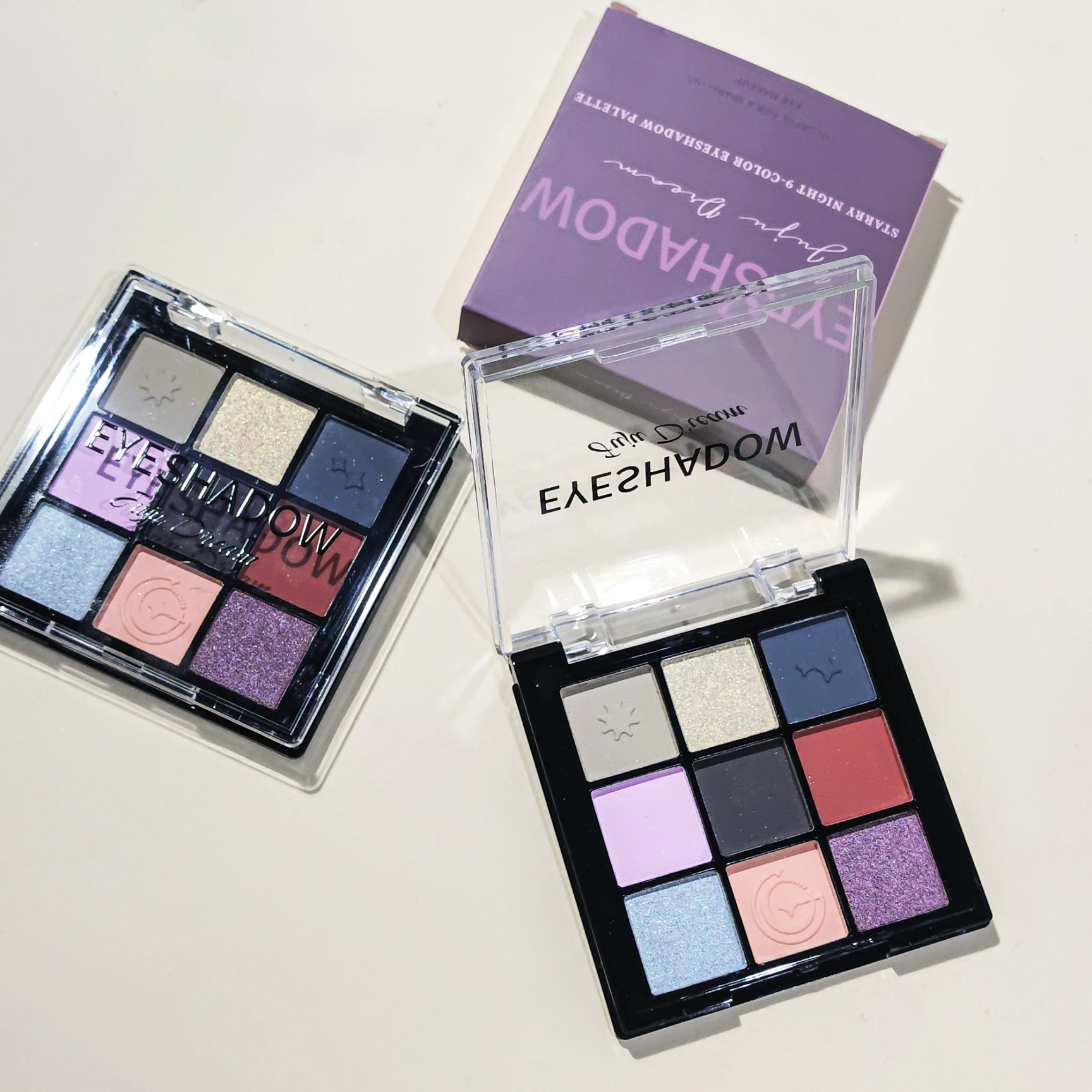 Plaque d'ombre à paupières neuf couleurs, nacré, mat, fée violette, diamant cassé froid, imperméable, maquillage durable