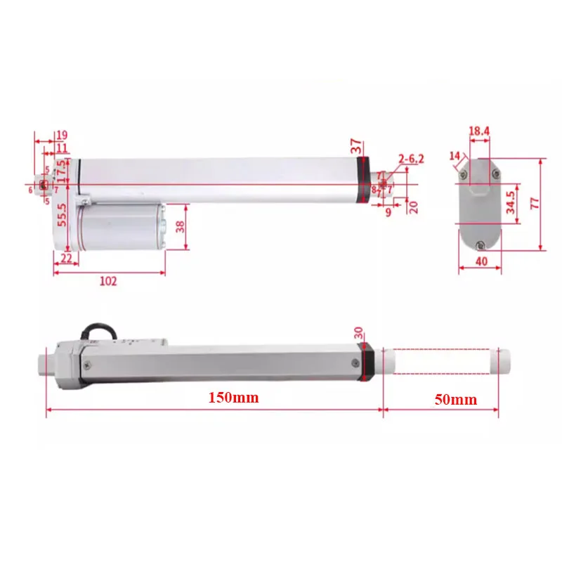 Stroke 50mm Heavy Duty Electric Actuator with Built-in Limit Switch 12V/24V 100N~1000N for Recliner TV Table Lift Massage Bed view 3
