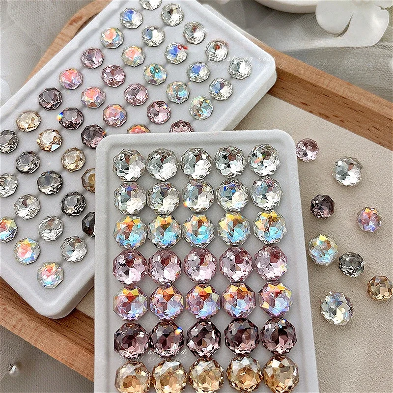 Octagonal Rose Cut Crystal Delicate Luxury Pointed Bottom Drill Shiny Rhinestones Nail Art Decorations Manicure Tool Accessories