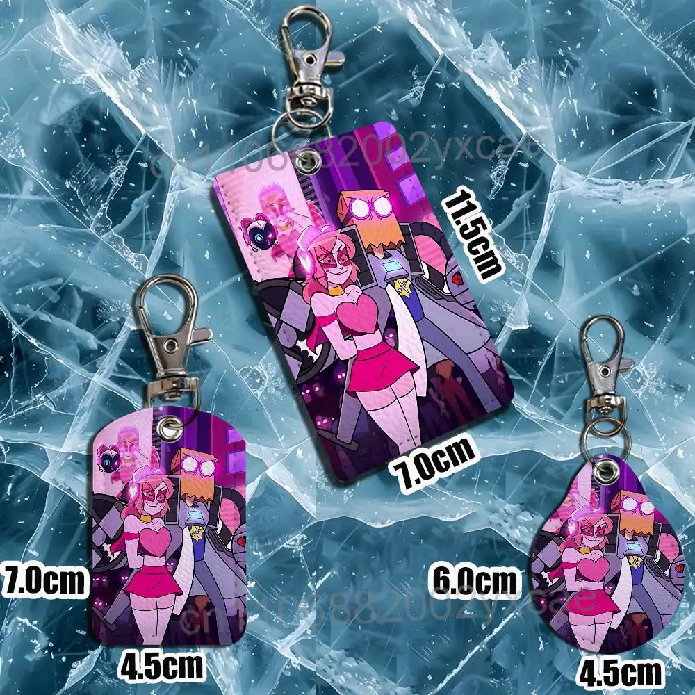 Attraction Style Miss Heed Villainous Rectangle ID Card Case Keychain Access Card Bag Key Tag Ring Leather Card Holder Key Ring view 4